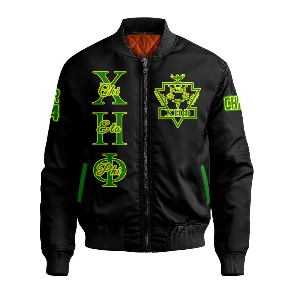Ireishprint Chi Eta Phi Shirt, Custom Chapter Shirt, Personalized Black Pea Green Shirt Chi Eta Phi Sorority Bomber Jacket