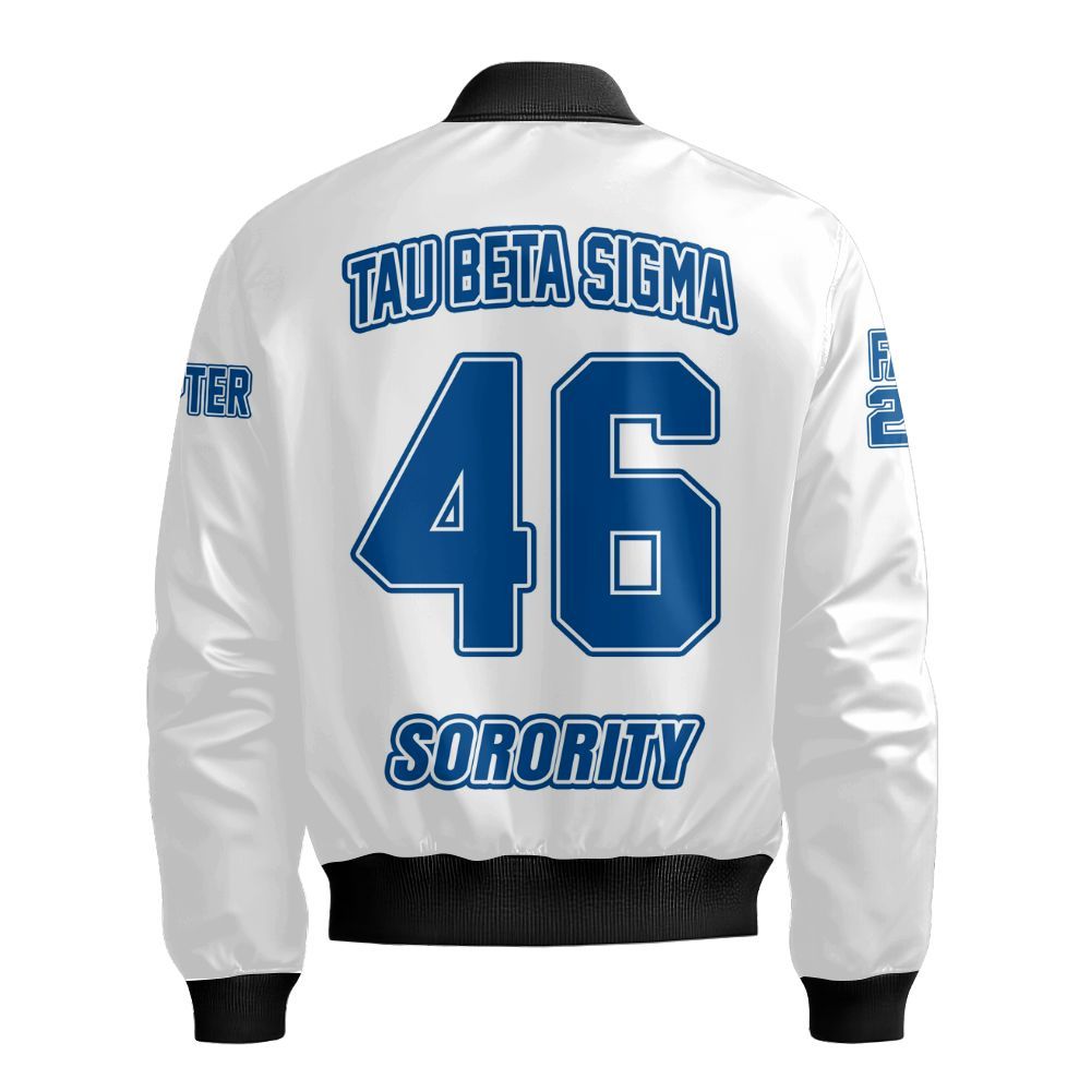 Ireishprint Tau Beta Sigma Custom Line Crossing Jacket, Personalized Tau Beta Sigma White Line Jacket Sorority Bomber Jacket