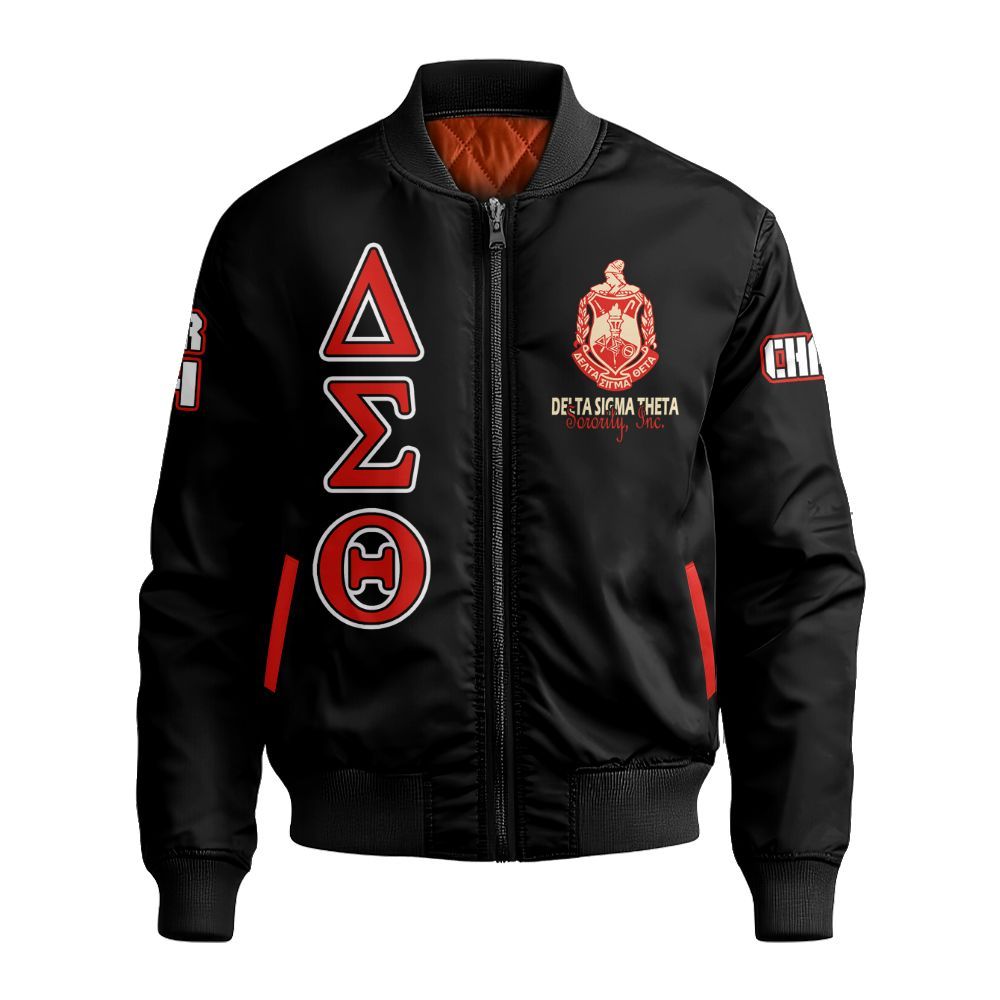 Ireishprint Delta Sigma Theta Custom Chapter Polo Shirt, Personalized Black Polo Shirt Delta Sigma Theta 1913 Sorority Bomber Jacket