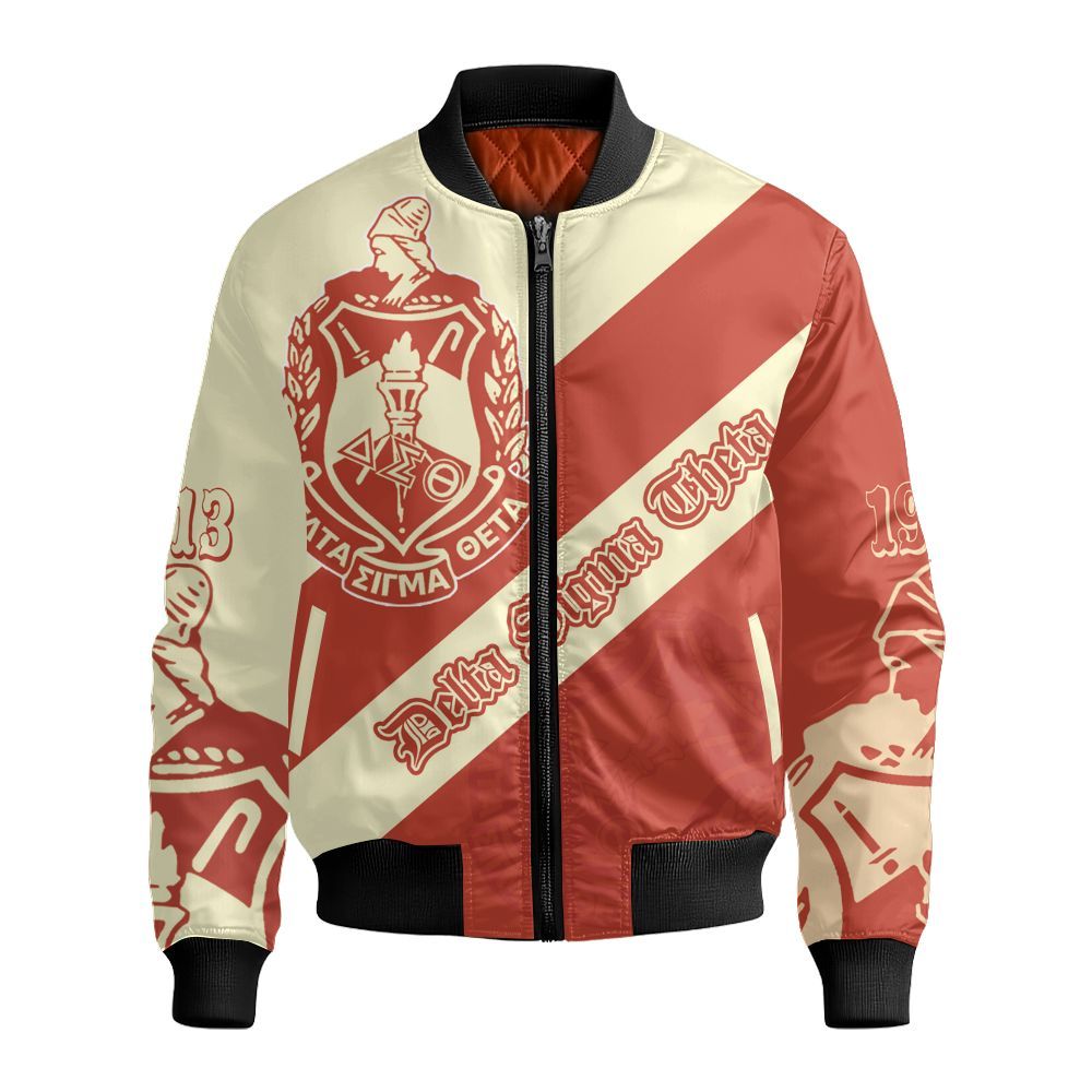 Ireishprint Delta Sigma Theta Off Shoulder Sweatshirt, Delta Sigma Theta Sisterhood Tech Style 1913 Sorority Bomber Jacket