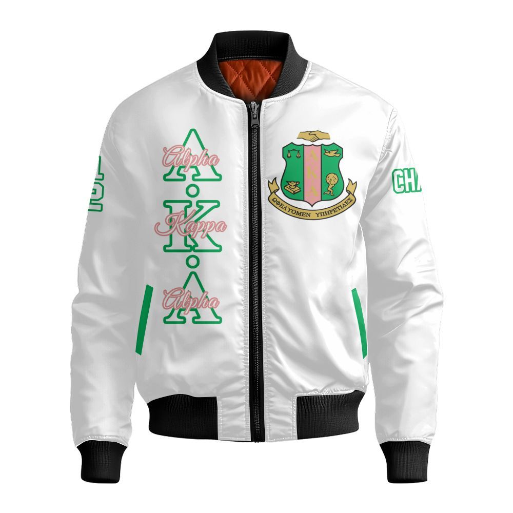 Ireishprint A.K.A Custom Line Crossing Jacket, Personalized White Jacket 1908 Sorority Bomber Jacket