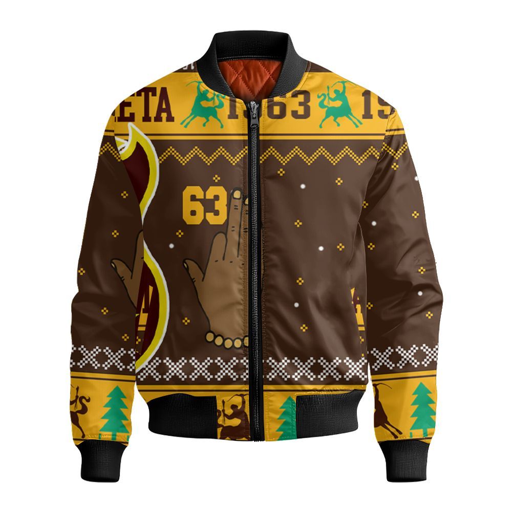 Ireishprint Iota Phi Theta Ceramic Ornament, Xmas Inspired Pattern Charcoal Brown 1963 Fraternity Ornament Bomber Jacket