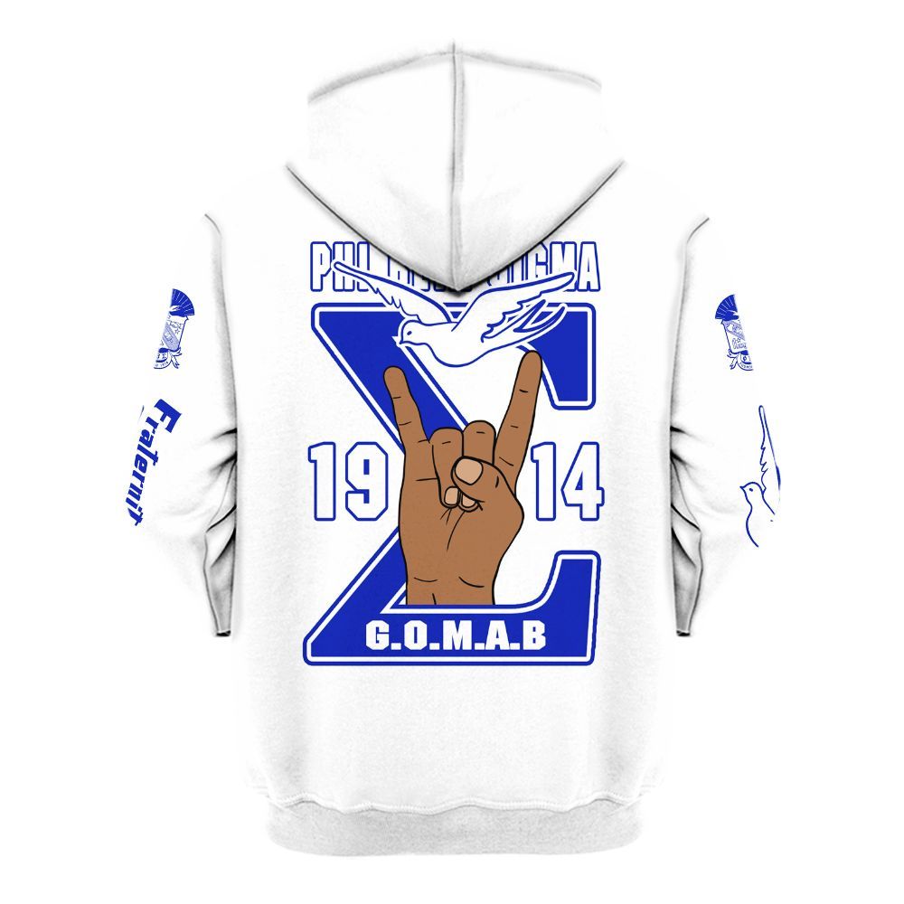 Ireishprint ΦΒΣ Shirt, Dove Hand Sign White Shirt ΦΒΣ Fraternity Hoodie