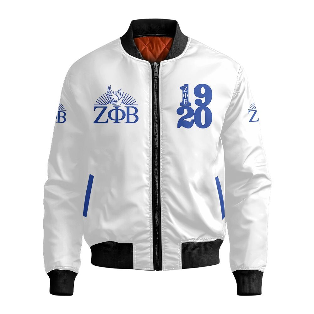 Ireishprint Zeta Phi Beta Crop Shirt, Dove White Zeta Phi Beta Sorority Bomber Jacket