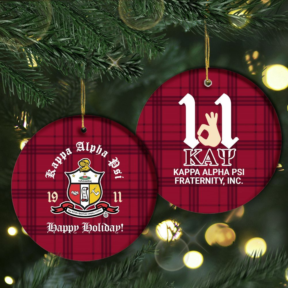 Ireishprint ΚΑΨ Ceramic Ornament, Kappa Handsign Krimson Red 1911 Fraternity Ceramic Christmas Ornament