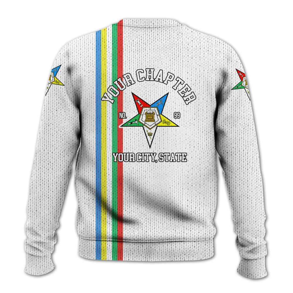 Ireishprint OES Custom Legacy Shirt, White Line Emblem Order Of The Eastern Star OES Shirt Sorority Knitted Sweater