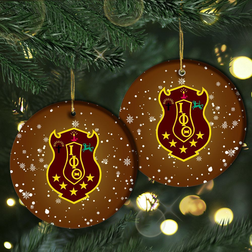 Ireishprint Iota Phi Theta Ceramic Ornament, Iota Brown Gold Inspired Christmas Ornament