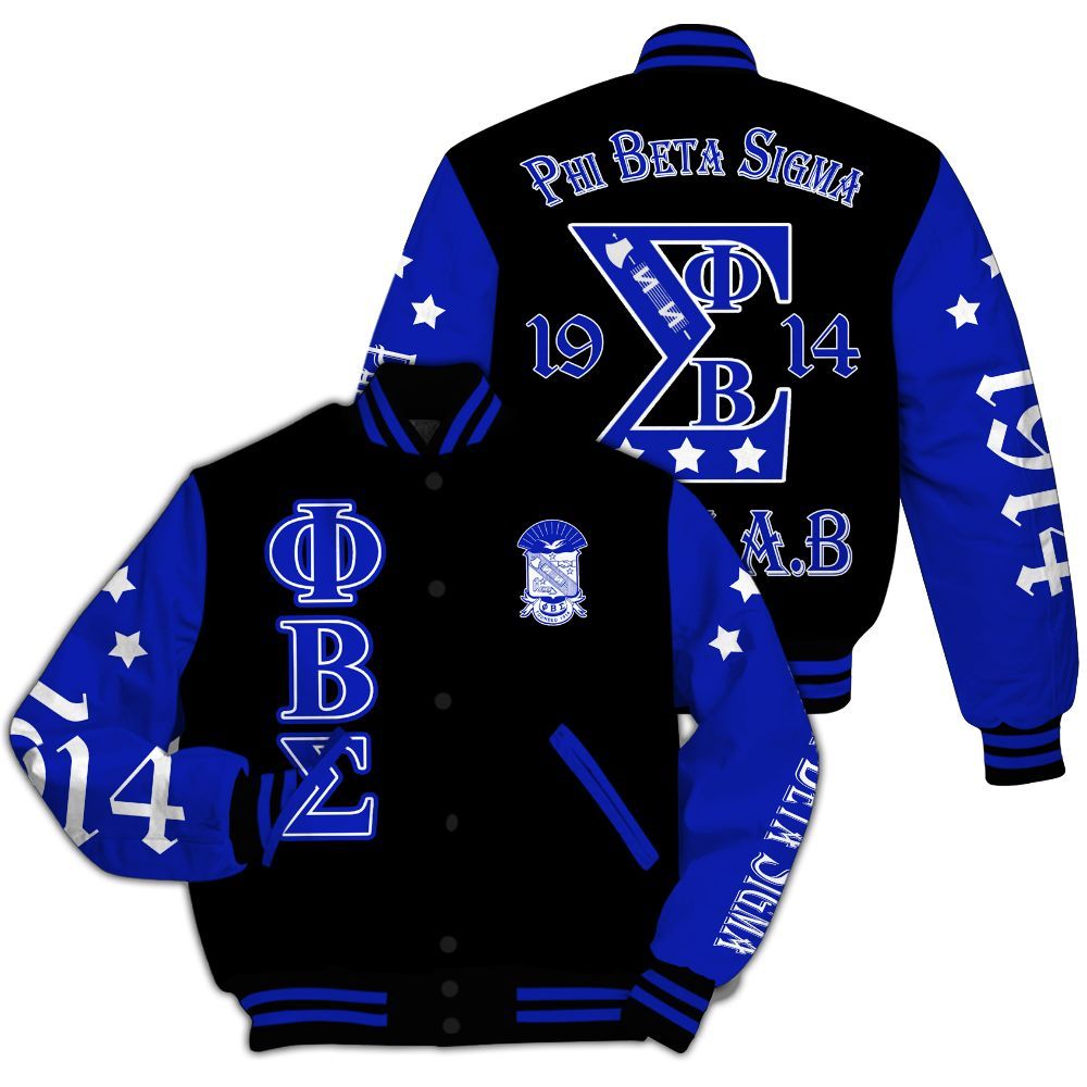 Ireishprint ΦΒΣ Varsity Jacket, Three Stars Black Jacket ΦΒΣ Fraternity Jacket
