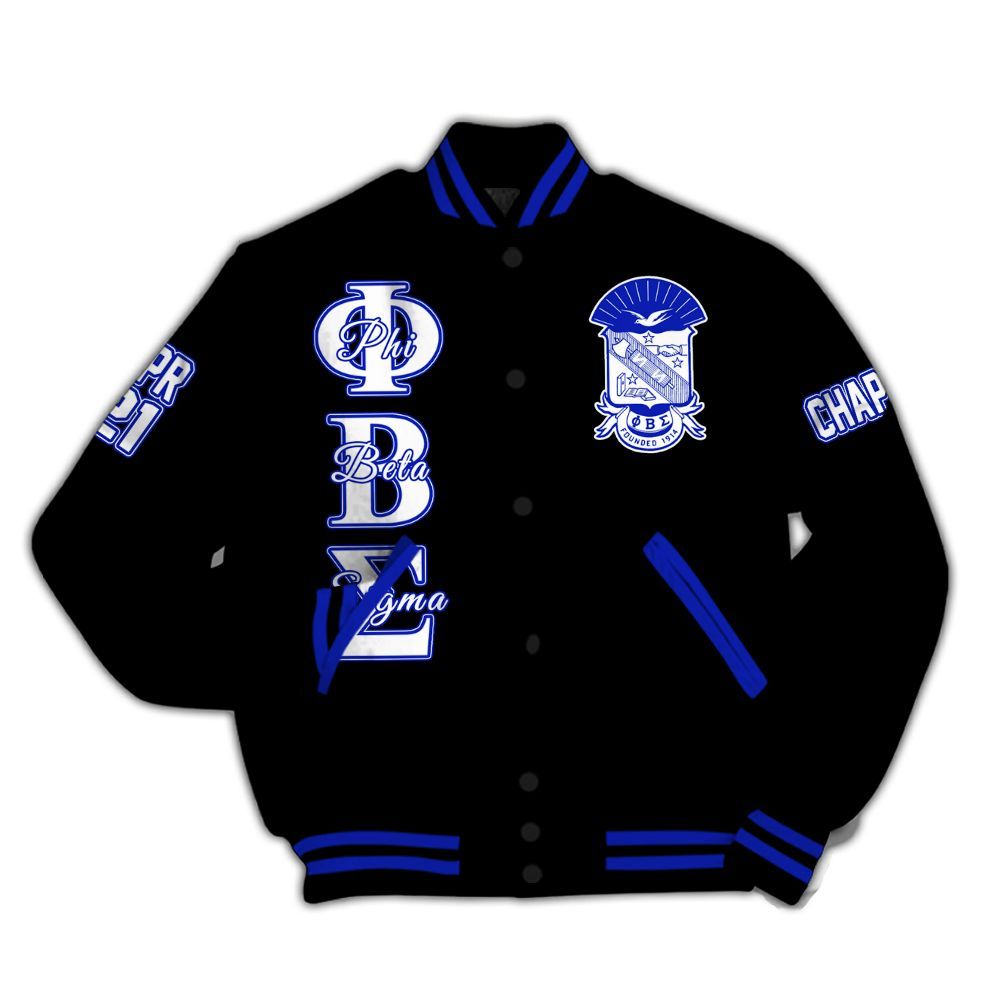 Ireishprint ΦΒΣ Custom Chapter Varsity Jacket, Personalized Black Jacket 1914 Fraternity Jacket