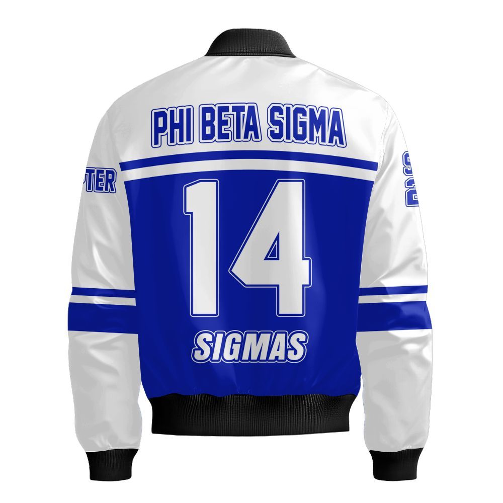 Ireishprint ΦΒΣ Custom Chapter Varsity Jacket, Personalized White Sleeves Royal Blue Jacket 1914 Fraternity Bomber Jacket