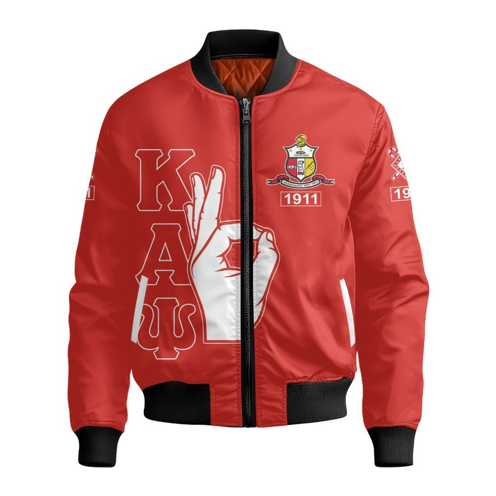 Ireishprint ΚΑΨ Custom Name Shirt, Black Duo Krimson Handsign ΚΑΨ Fraternity Bomber Jacket