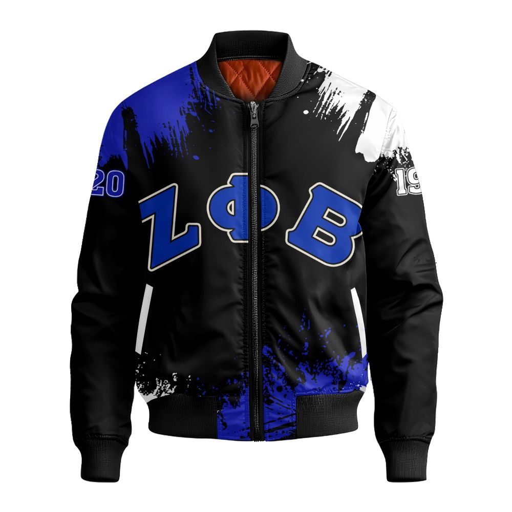 Ireishprint Zeta Phi Beta Off Shoulder Sweatshirt, Brush Style Zeta Phi Beta Z Phi B Since 1920 Sorority Bomber Jacket