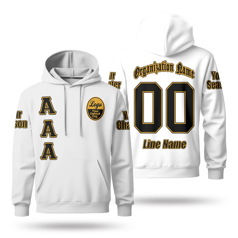 Custom Chapter Hoodie, Alpha Phi Alpha Old Gold 1906 White Fraternity Hoodie