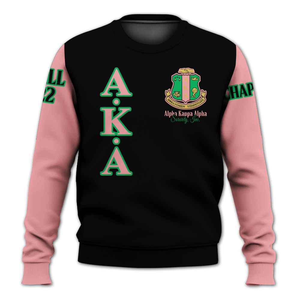 Ireishprint A.K.A Custom Chapter Shirt, Personalized Black Mix Salmon Pink Shirt A.K.A Sorority Sweatshirt