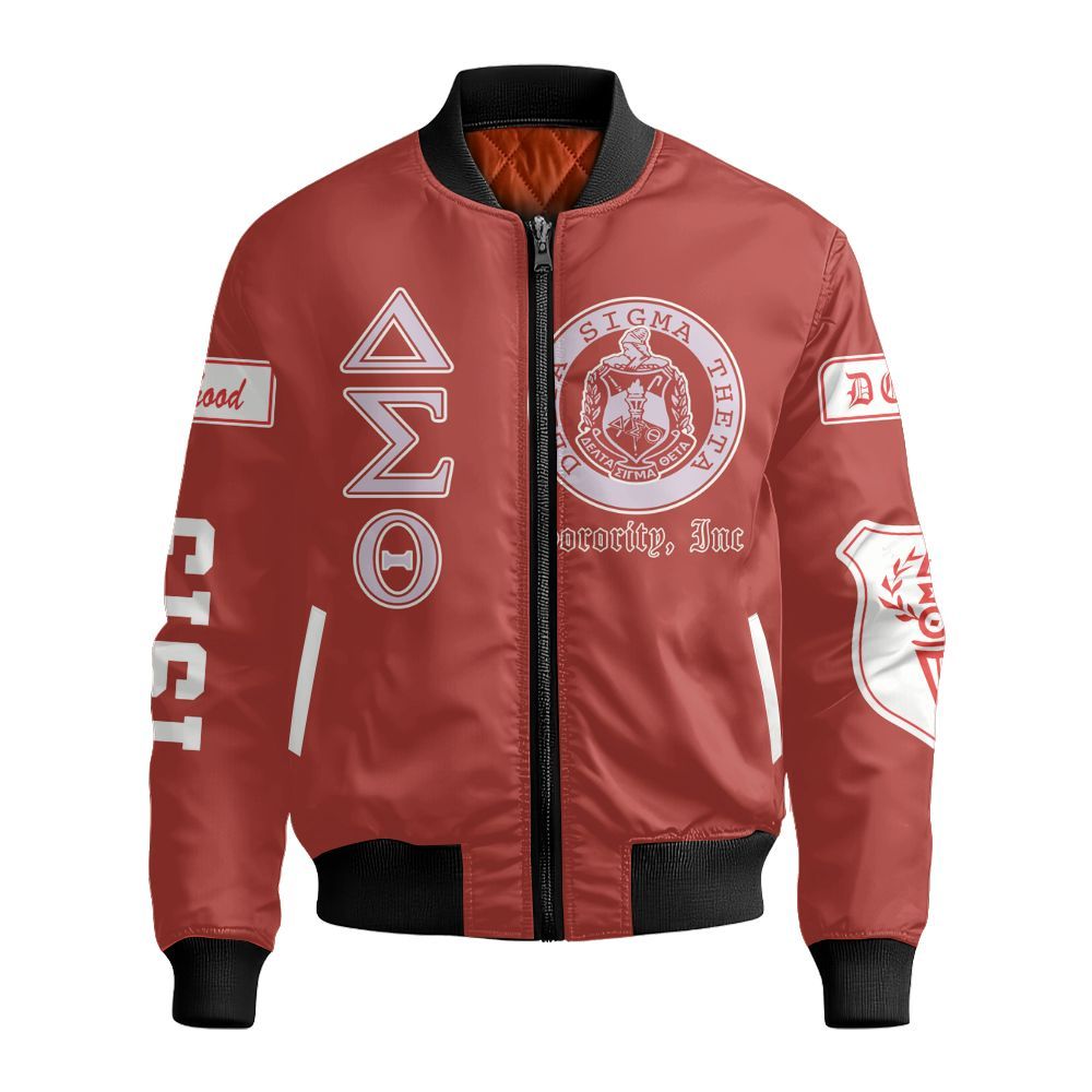 Ireishprint Delta Sigma Theta Off Shoulder Sweatshirt, Sorority Spirit Delta Sigma Theta Sisterhood Sorority Bomber Jacket