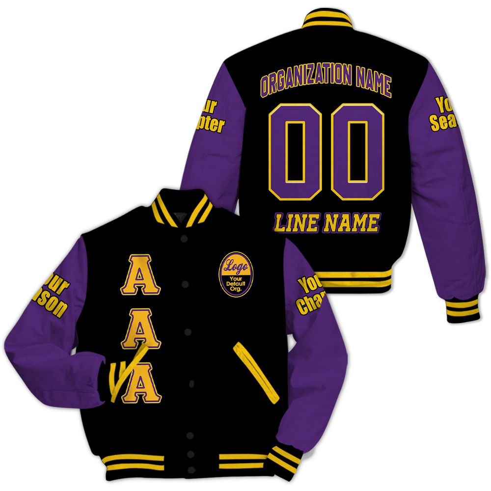 Custom Chapter Varsity Jacket, Omega Psi Phi Black Mix Gold Fraternity Jacket