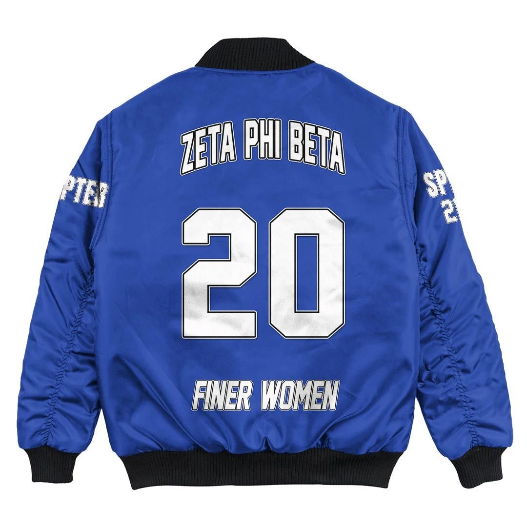 Personalized Zeta Phi Beta Blue Bomber Jacket