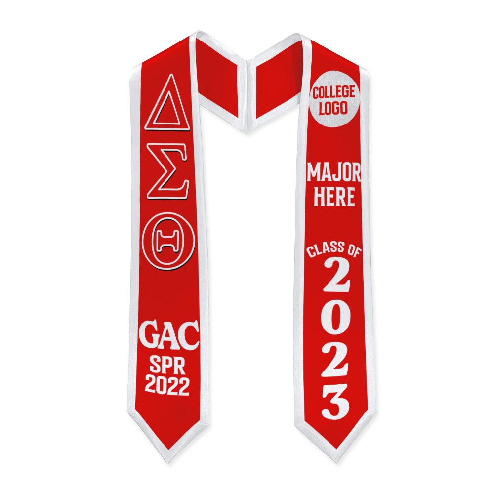 Ireishprint Delta Sigma Theta Custom Your Logo Graduation Stole, Personalized Crimson Color Graduation Stole Delta Sigma Theta Sorority