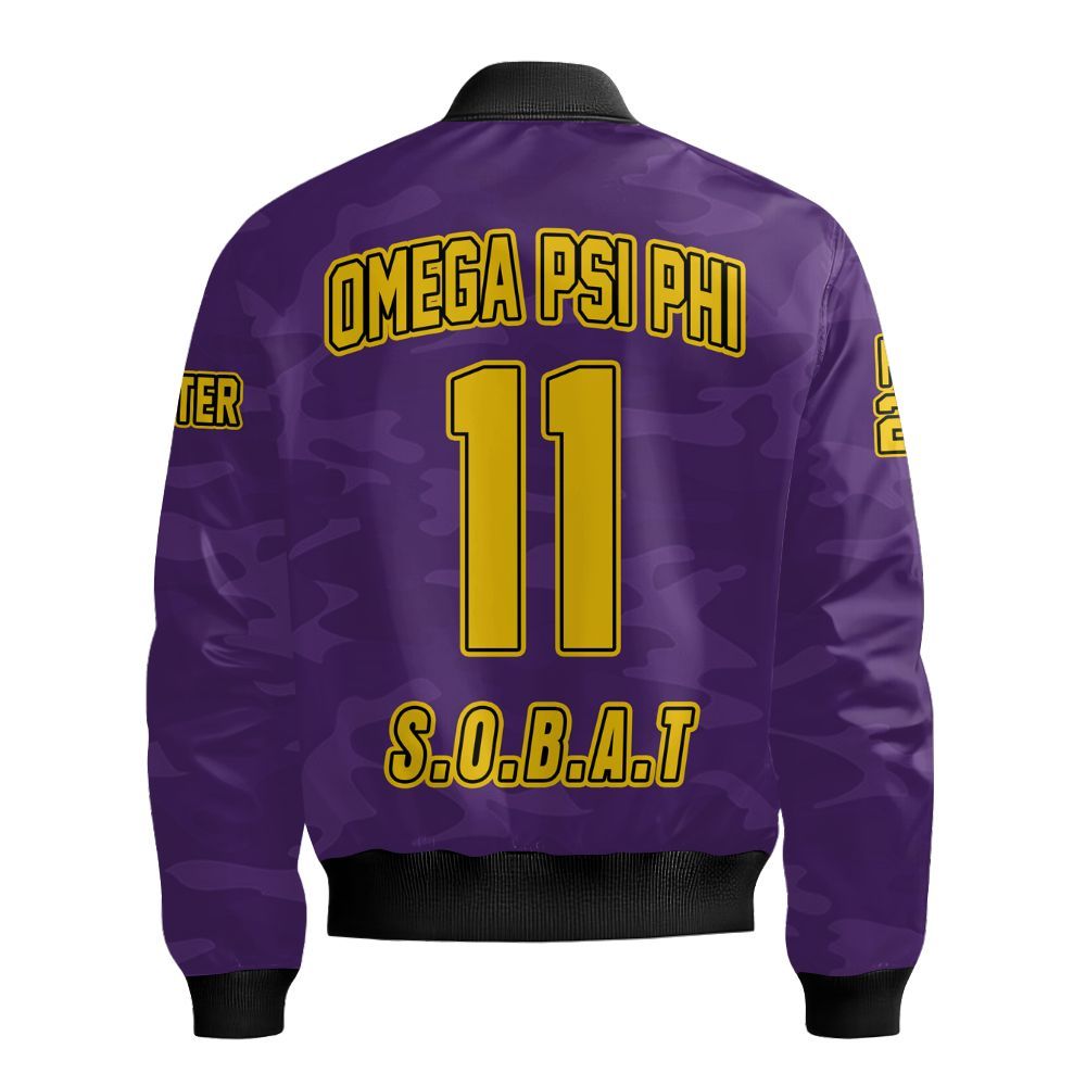 Ireishprint ΩΨΦ Custom Chapter Shirt, Personalized Camo Old Gold Sleeve Shirt ΩΨΦ Fraternity Bomber Jacket