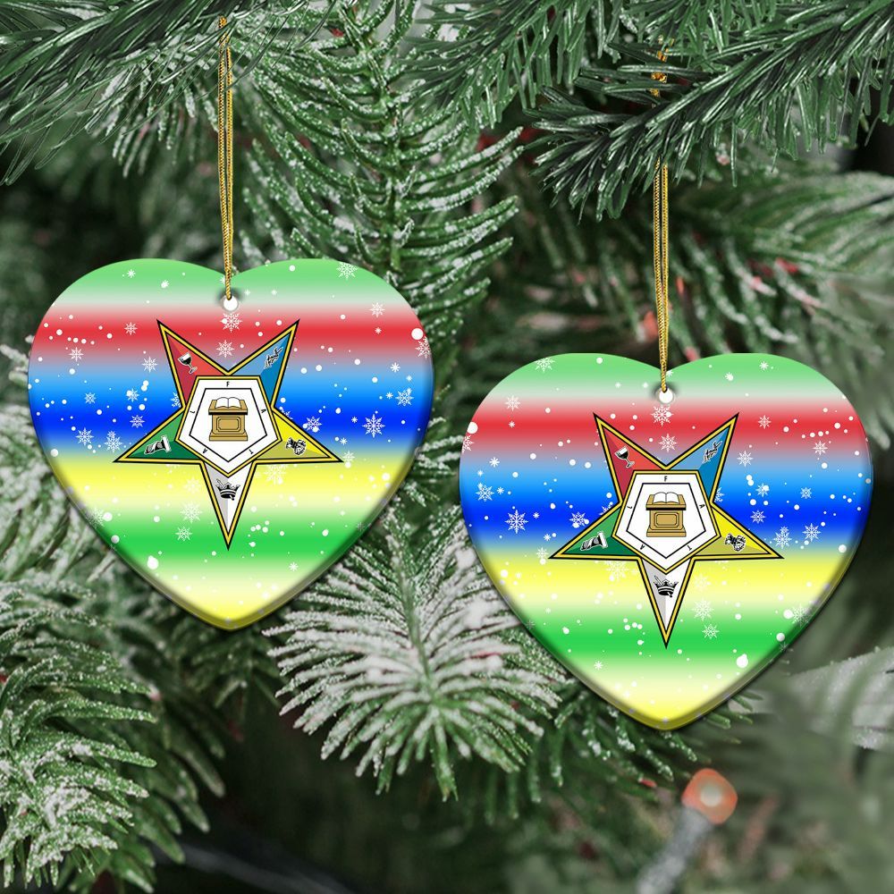 Ireishprint OES Ceramic Ornament, Order Of The Eastern Star Multi-Color Star Christmas Ornament