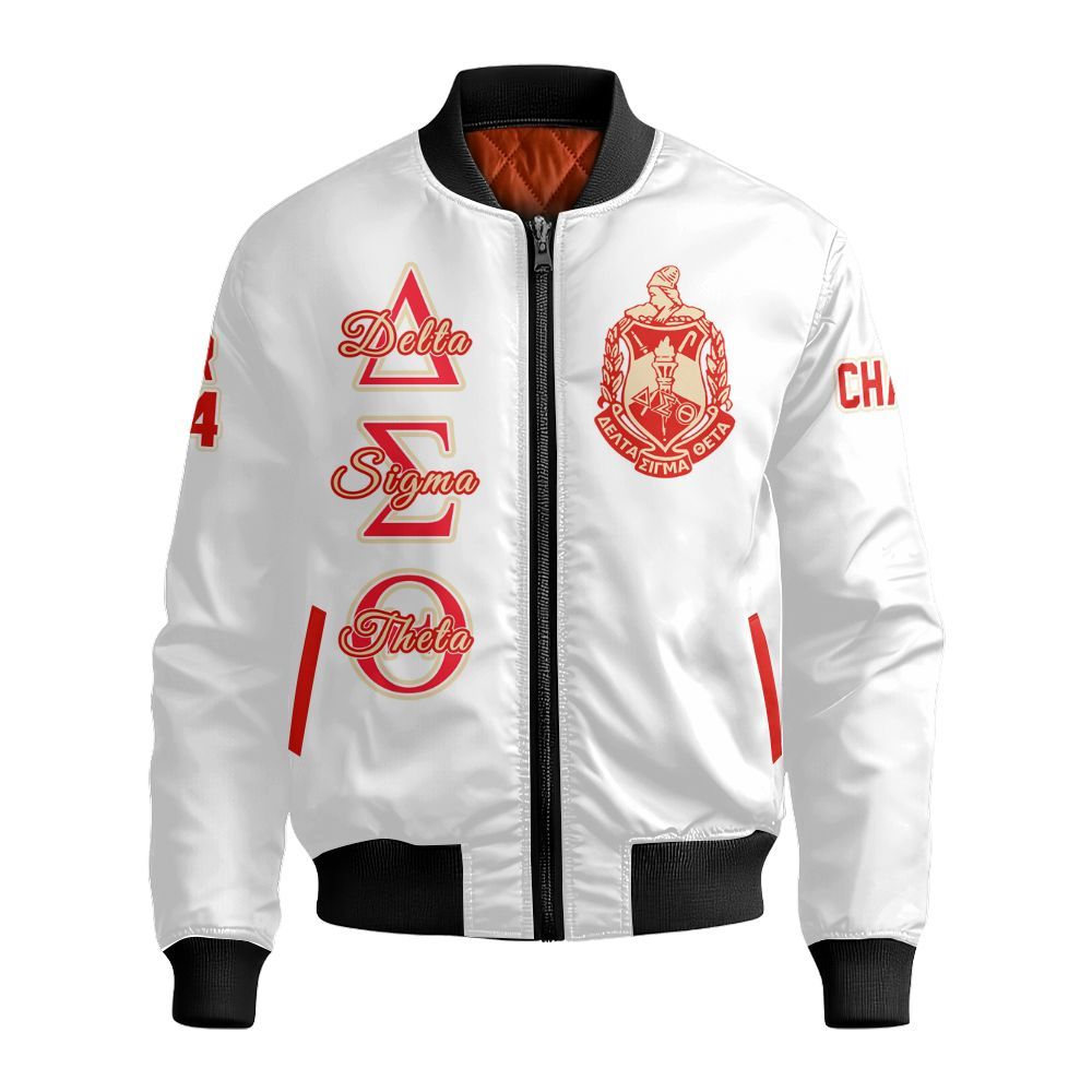 Ireishprint Delta Sigma Theta Custom Chapter Polo Shirt, Personalized White Crimson Polo Shirt Delta Sigma Theta Since 1913 Sorority Bomber Jacket