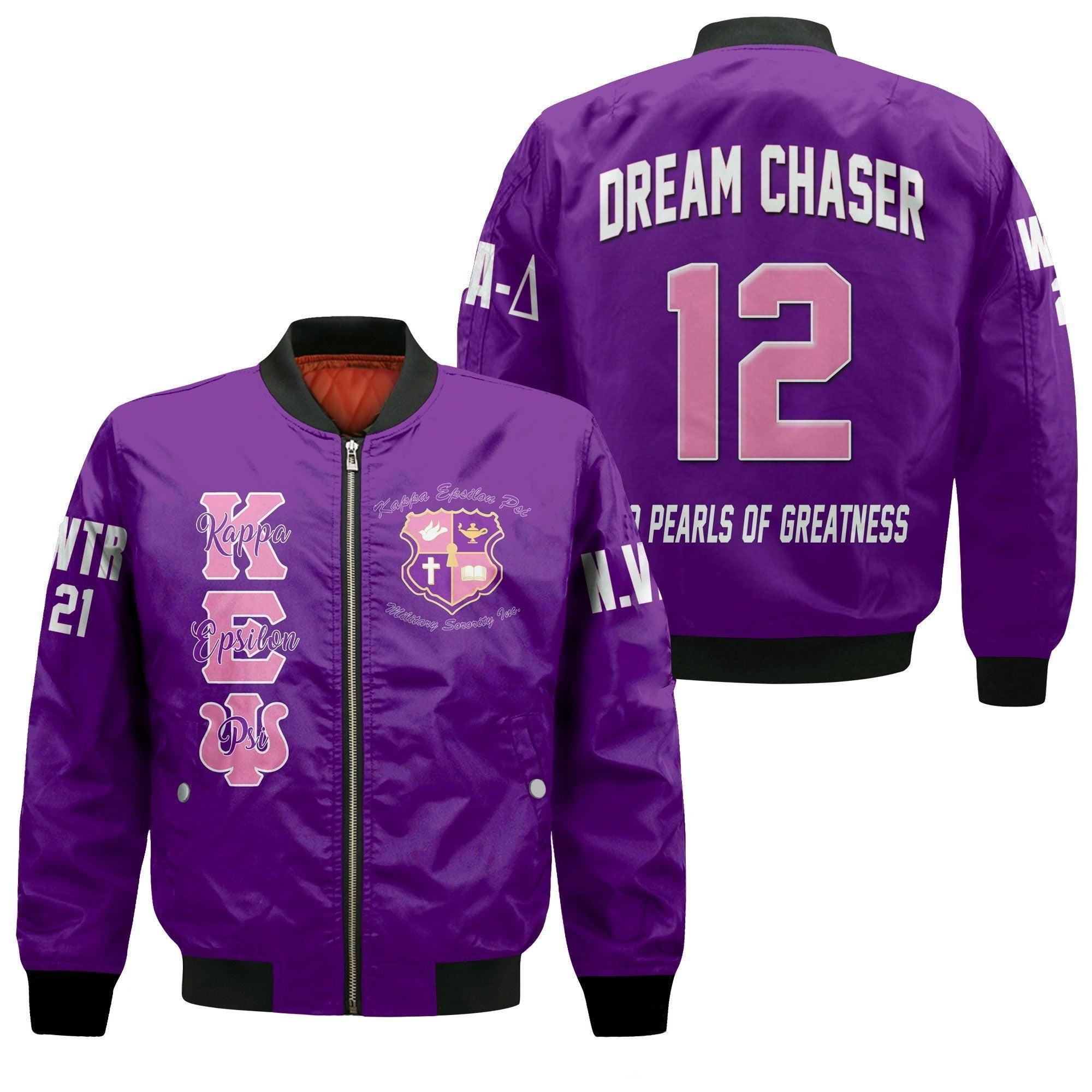 (Custom) Wonder Print Shop Jacket - Kappa Epsilon Psi Sleeve Zip Bomber Jacket RLT8