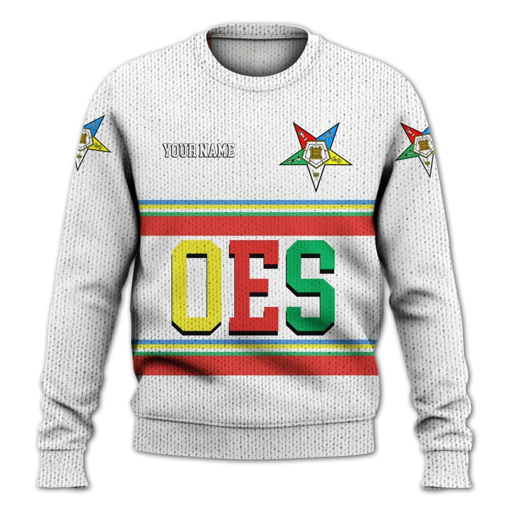 Ireishprint OES Custom Legacy Shirt, White Line Emblem Order Of The Eastern Star OES Shirt Sorority Knitted Sweater