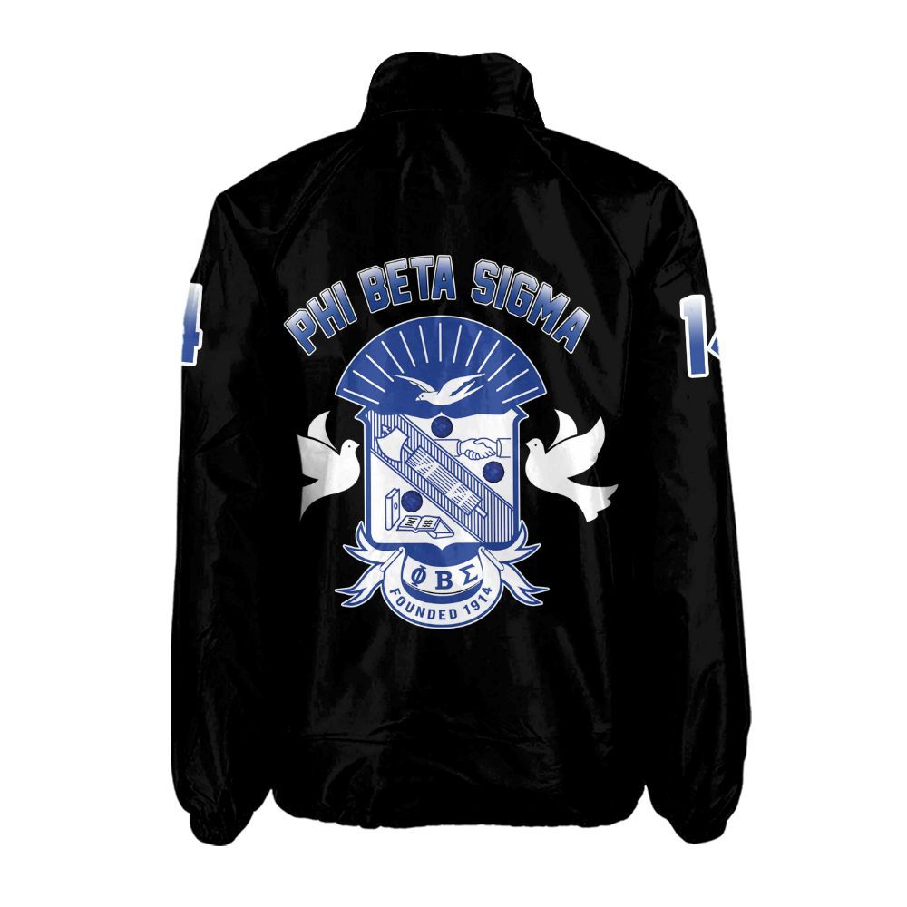 Ireishprint ΦΒΣ Crossing Jacket, Dove ΦΒΣ Black Duo Royal Blue Style 1914 Fraternity Crossing Jacket