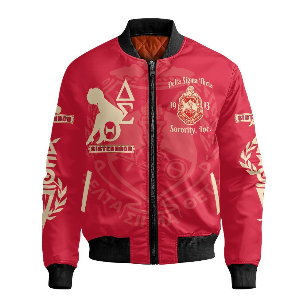 Ireishprint Delta Sigma Theta Varsity Jacket, Sisterhood Crimson Varsity Jacket Delta Sigma Theta Sorority Bomber Jacket