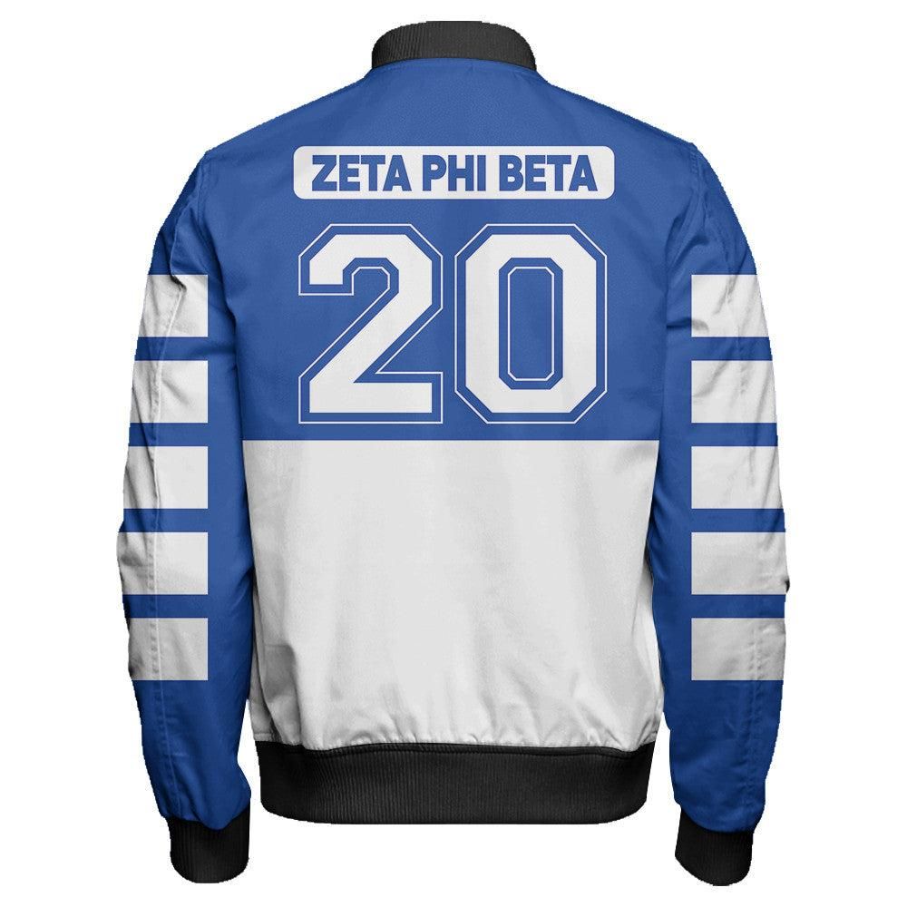 Zeta Phi Beta Sporty Premium Sleeve Zip Bomber Jacket