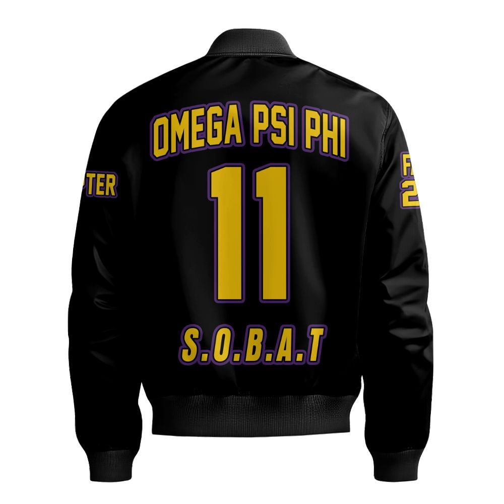 Ireishprint ΩΨΦ Custom Chapter Polo Shirt, Personalized Black Shirt ΩΨΦ Fraternity Bomber Jacket