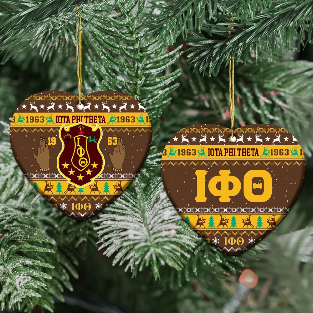Ireishprint Iota Phi Theta Ceramic Ornament, Xmas Inspired Pattern Charcoal Brown 1963 Fraternity Ornament