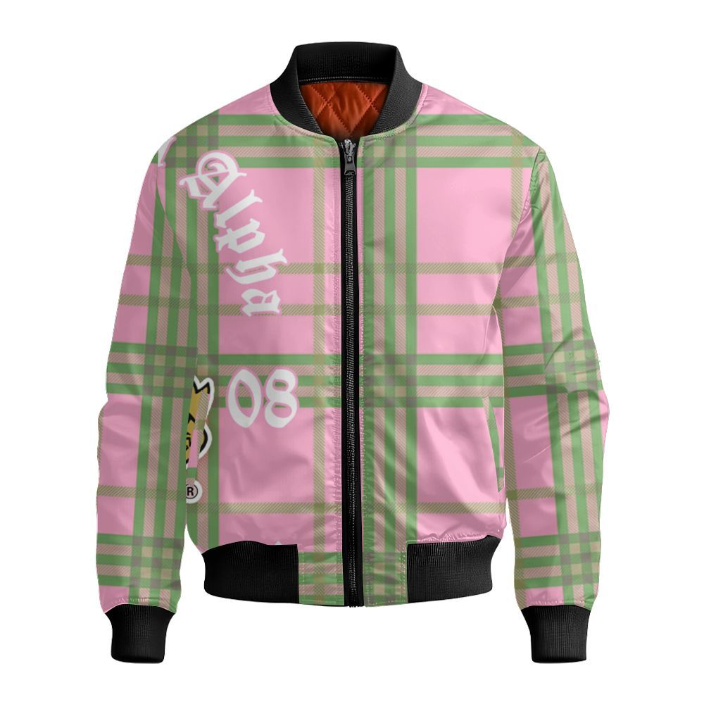 Ireishprint A.K.A Ceramic Ornament, Handsign Inspired Salmon Pink Mix Green 1908 Sorority Christmas Ornament Bomber Jacket