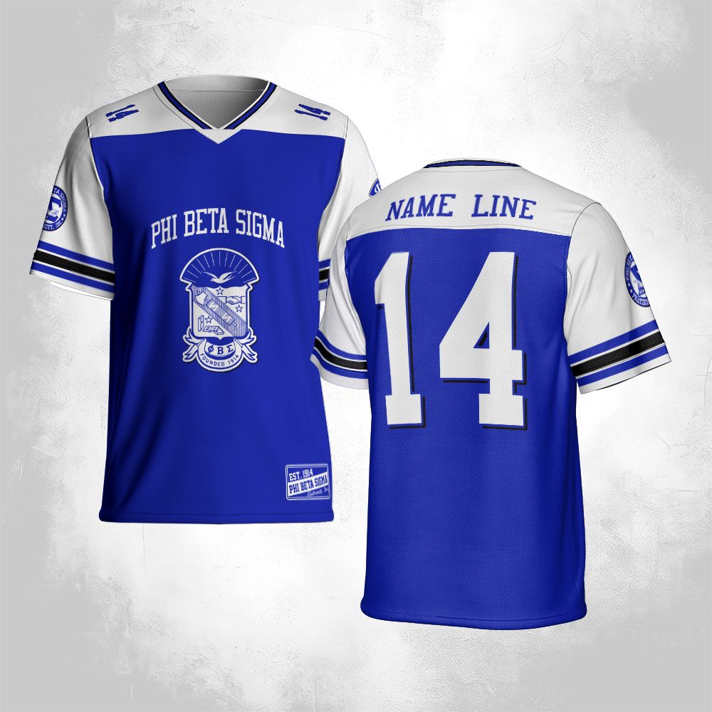 Ireishprint Phi Beta Sigma Custom Back Line Football Jersey, Personalized Royal Blue Jersey Fraternity