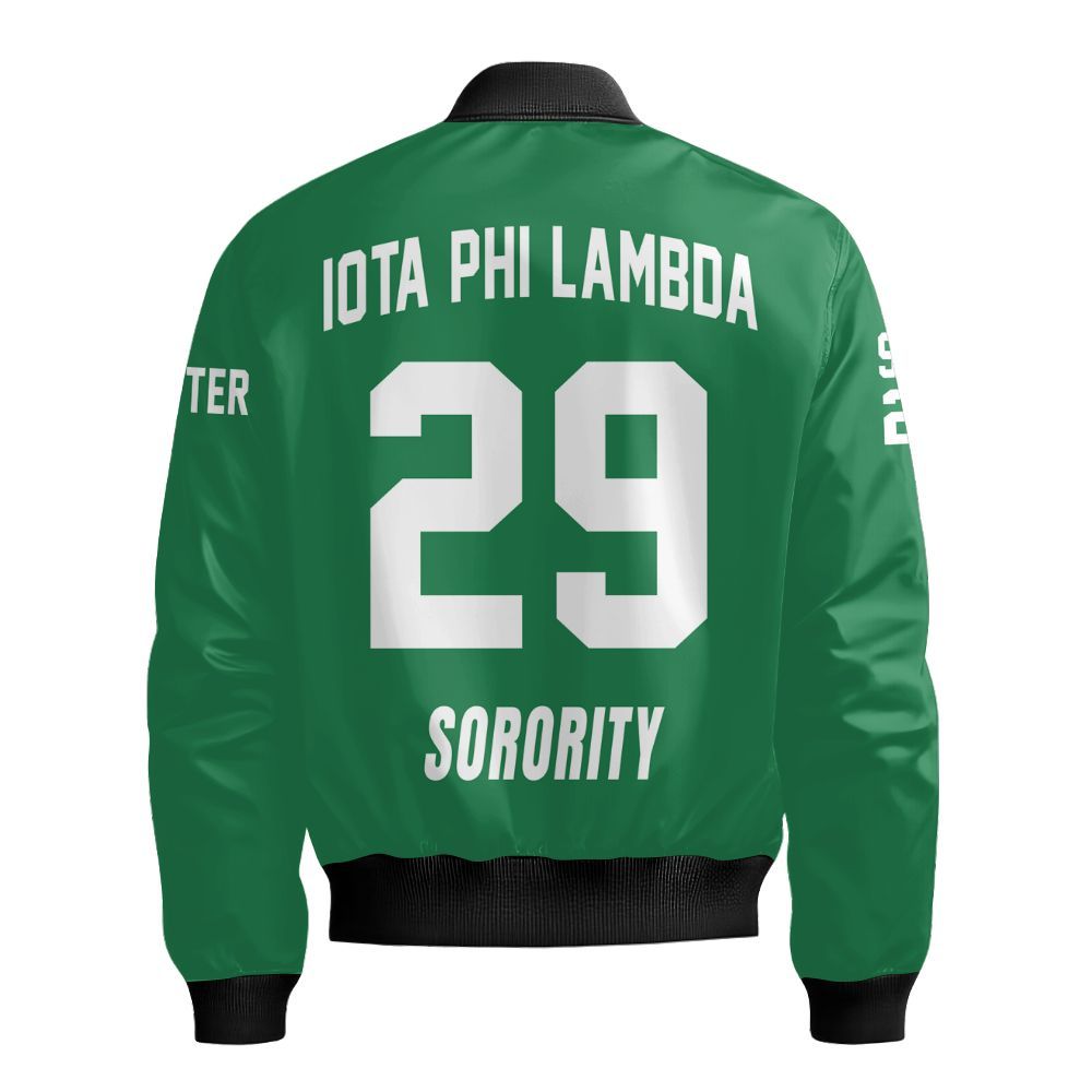 Ireishprint Iota Phi Lambda Custom Chapter Cardigan, Personalized Emerald Green Cardigan Iota Phi Lambda Since 1929 Sorority Bomber Jacket