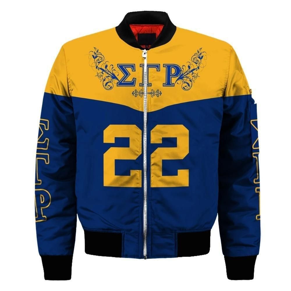 Lux Floral Sigma Gamma Rho Woman Sleeve Zip Bomber Jacket