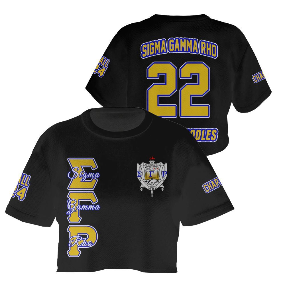 Ireishprint Sigma Gamma Rho Custom Chapter Crop Shirt, Personalized Black Sigma Gamma Rho Sorority Crop Top 3D