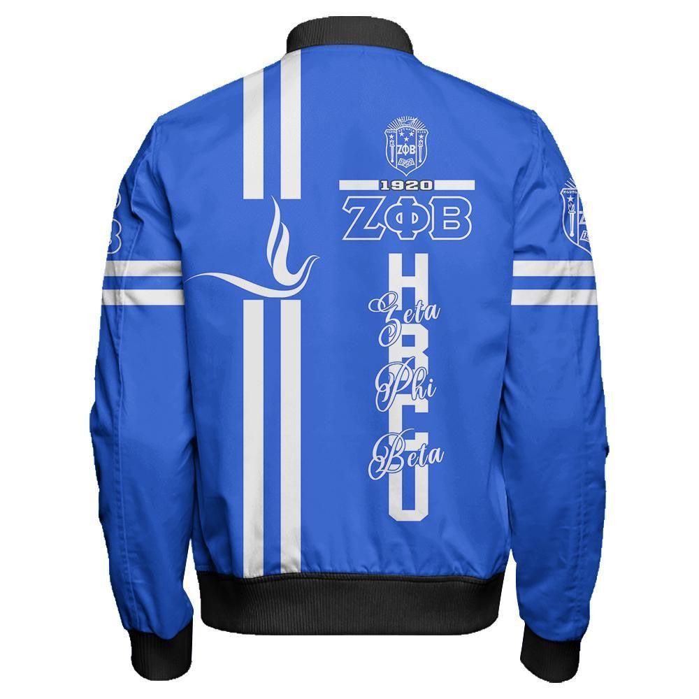 HBCU Zeta Phi Beta Dove Sleeve Zip Bomber Jacket