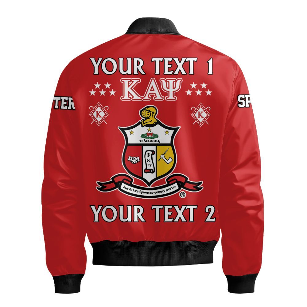 Ireishprint ΚΑΨ Custom Full Line Bomber Jacket, Krimson Crest Highlight Style Fraternity Bomber Jacket