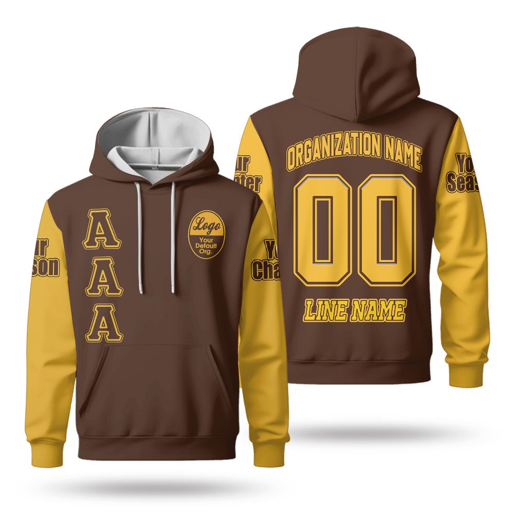 Custom Chapter Hoodie, Iota Phi Theta Charcoal Brown Gold Sleeve 1963 Fraternity Hoodie