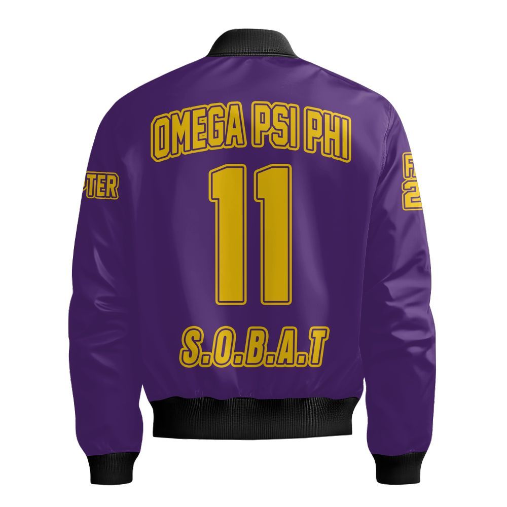 Ireishprint ΩΨΦ Custom Chapter Polo Shirt, Personalized Purple Shirt ΩΨΦ Fraternity Bomber Jacket