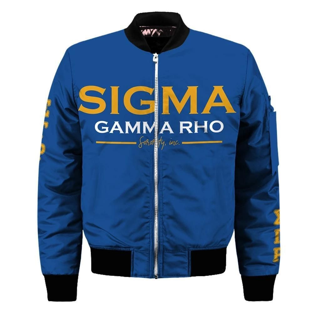 Lux Sigma Gamma Rho Crown Sleeve Zip Bomber Jacket