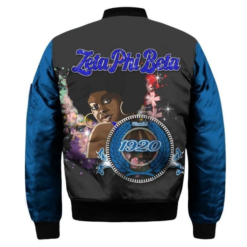 Zeta Phi Beta Beautiful Black Girl Sleeve Zip Bomber Jacket