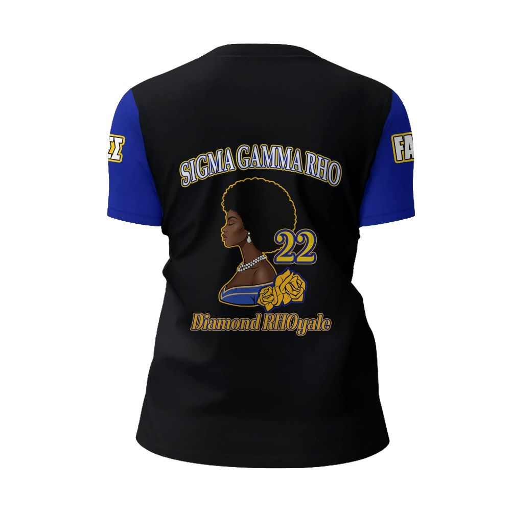 Ireishprint Sigma Gamma Rho Custom Chapter Shirt, RHoyal Pretty Black Mix Gold Style 1922 Sorority Shirt