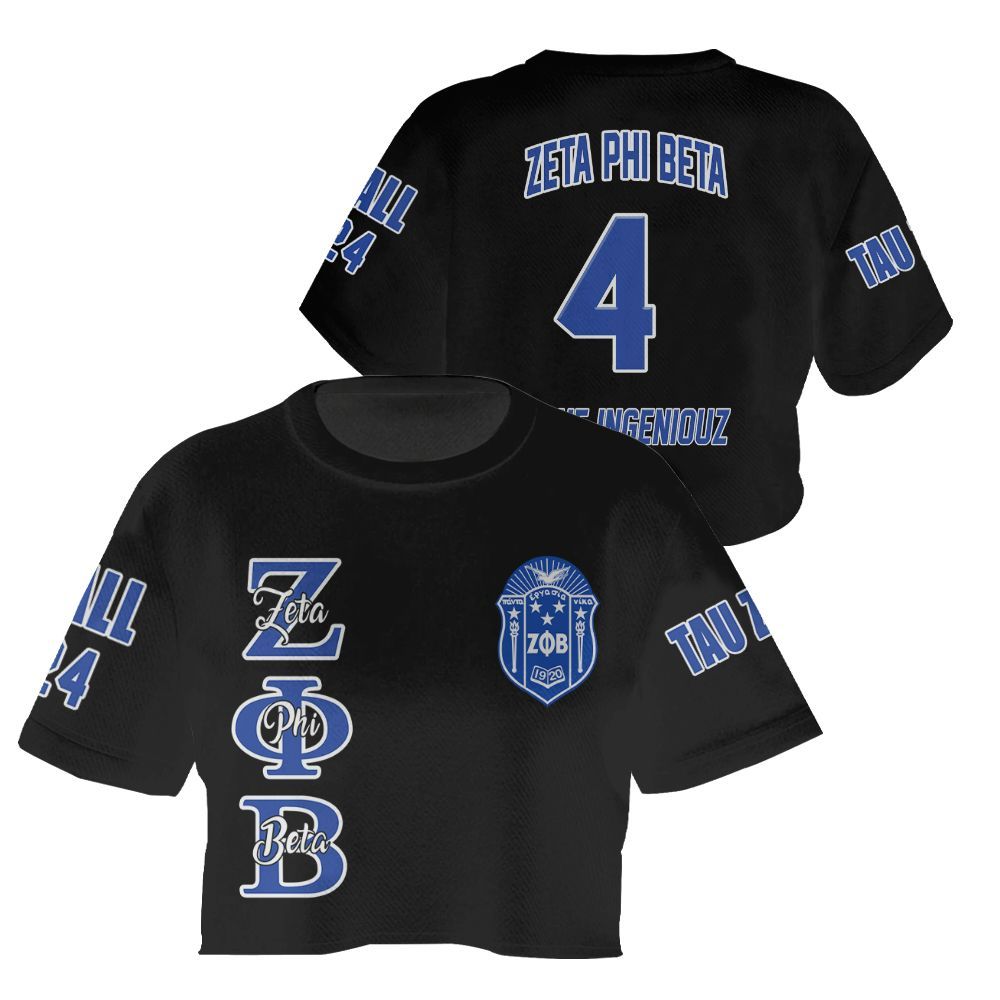 Ireishprint Zeta Phi Beta Custom Chapter Crop Shirt, Personalized Black Shirt Zeta Phi Beta Sorority Crop Top