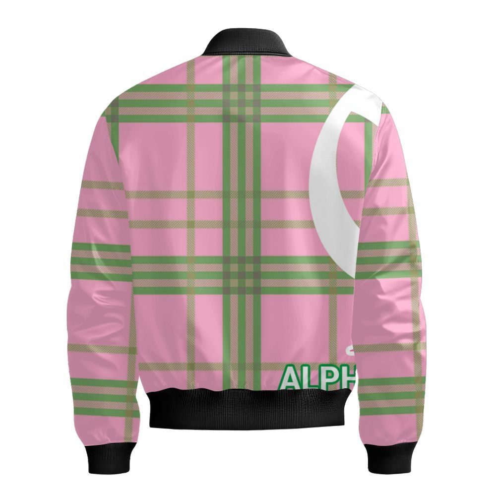 Ireishprint A.K.A Ceramic Ornament, Handsign Inspired Salmon Pink Mix Green 1908 Sorority Christmas Ornament Bomber Jacket