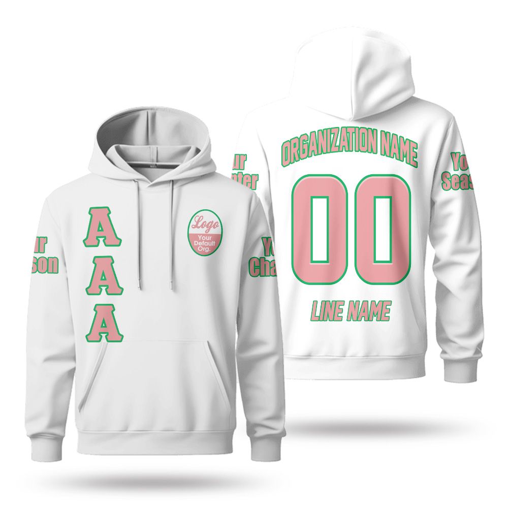 Custom Chapter Hoodie, Alpha Kappa Alpha White Mix Salmon Pink 1908 Sorority Hoodie