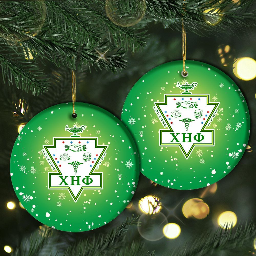 Ireishprint Chi Eta Phi Ceramic Ornament, Green Yellow Christmas Ornament