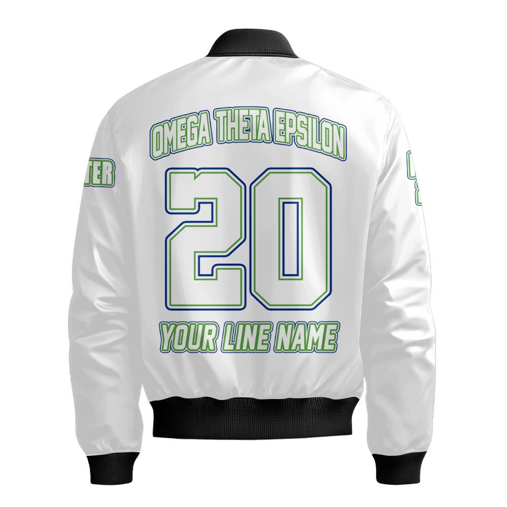 Ireishprint Omega Theta Epsilon Custom Chapter Varsity Jacket, Omega Theta Epsilon Fraternity White Custom Jacket Since 2024 Fraternity Bomber Jacket