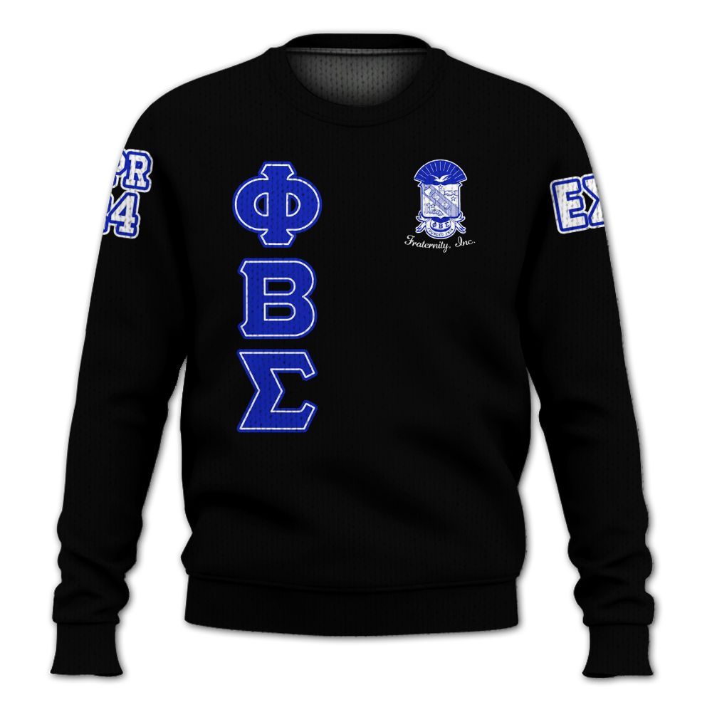 Ireishprint ΦΒΣ Custom Chapter Shirt, Personalized Circle Black Duo Sigma 1914 Fraternity Knitted Sweater